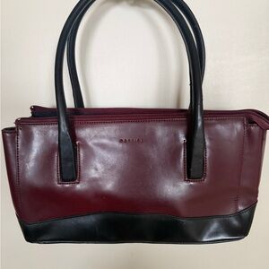 Mantles Burgundy and Black Women's Satchel Handbag